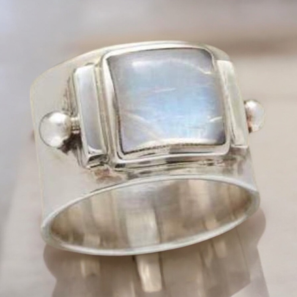 Anthro 925 Silver Moonstone Ring
